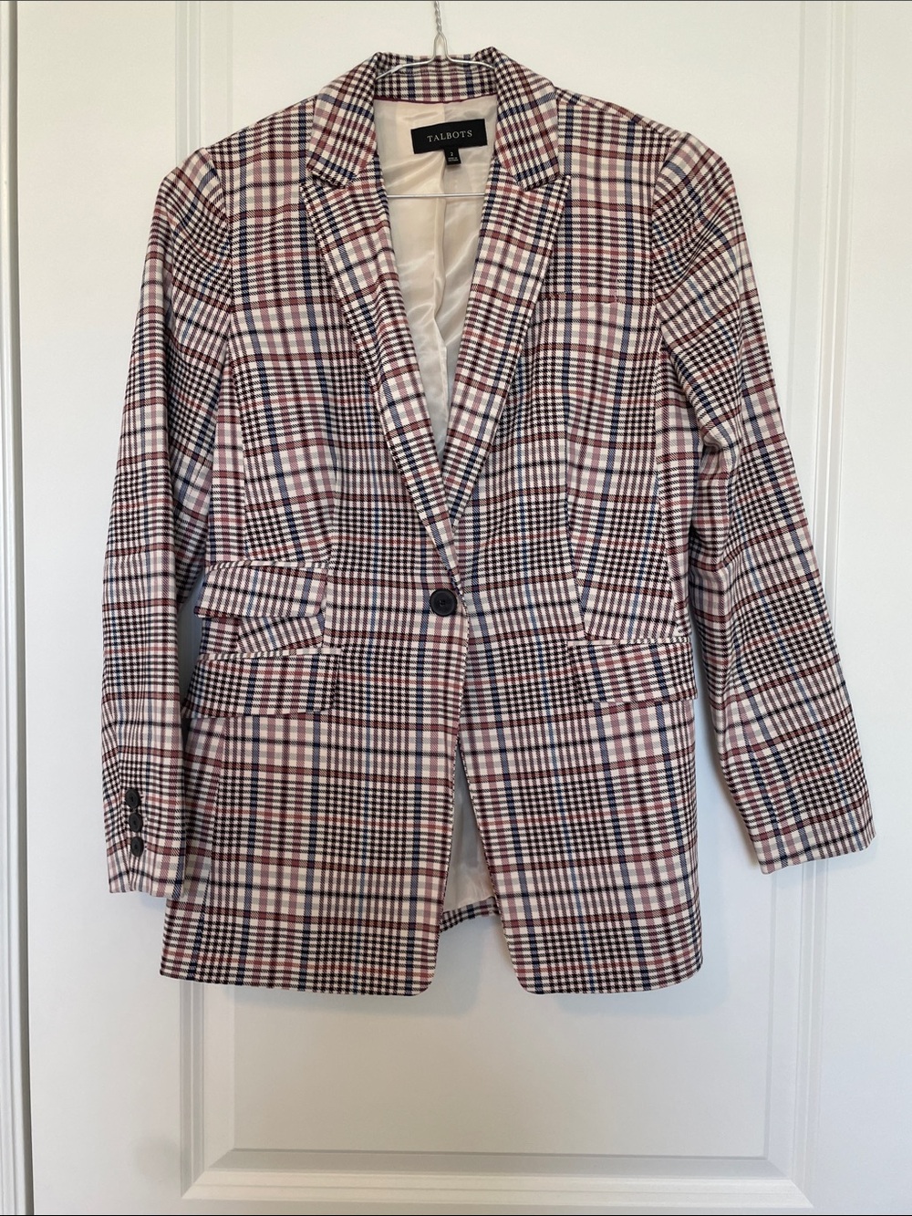 Talbots Plaid Blazer in Blue, Pink and White
